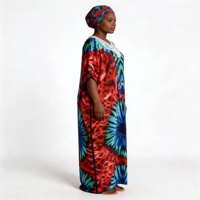 Nouvelle Collection 2026 : Robe Longue d'Été Ample en Coton Imprimé pour Femmes Africaines Grandes Tailles, Style Kaftan Boubou Kimono, avec Ensemble Foulard et Dentelle
