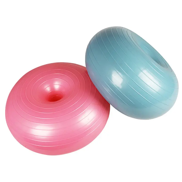 Inflatable anti burst gym fitness balance workout exercise PVC yoga donut ball With High Quality