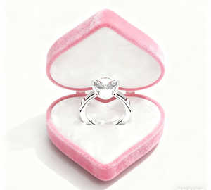 Red Factory customized heart-shaped velvet hinge closure jewelry <b>box</b> with ribbon, suitable for <b>rings</b> and necklaces - Product Image 4