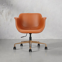[En Stock] Chaise d'ordinateur en cuir design, chaise de bureau décontractée de luxe léger, chaise de bureau à domicile confortable, ergonomique et réglable en hauteur haut de gamme