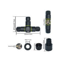 Connecteur de câble électrique étanche IP68 en nylon avec contact en cuivre de type T2 à 3 broches de 10 mm pour éclairage LED