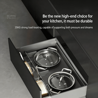 Boîte de rangement de cuisine multifonctionnelle réglable à 3 côtés, grande capacité, solution de rangement pour armoire, durable