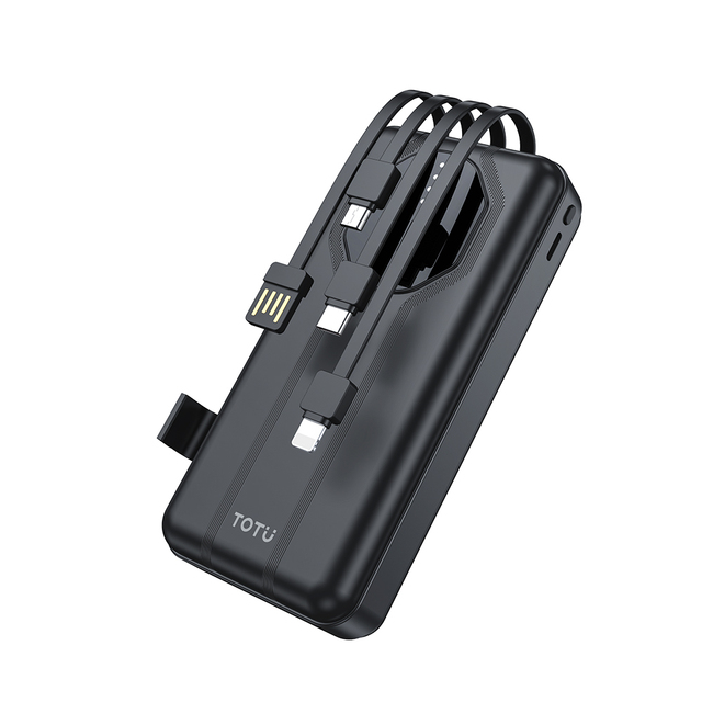 4-in-1 Fast Charging 10000mAh Power Bank Built-in Cable Hidden Phone Holder 3C Certification for Multi-Device Travel Charging