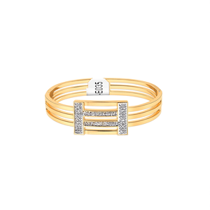 Gold Plated Stainless Steel Fashion Bangle With <b>Crystal</b> H Design For Women - Product Image 2