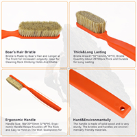 Brosse à poils de sanglier One Stone PT-16025-GY pour l'escalade, avec manche ergonomique en bois, outil de nettoyage durable pour le bouldering