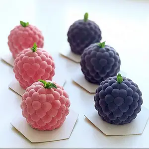 B7-78 4 חלל 3D פטל תבניות סיליקונים Creative פירות צרפתית מוס עוגת תבניות קינוח תבניות DIY אפיית תבניות