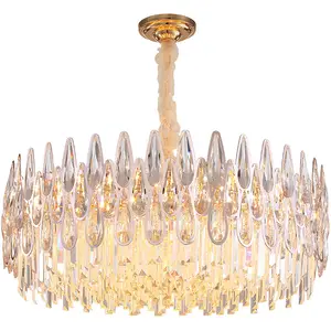 Modern crystal pendant lights For Living Room Bedroom Stainless Steel Golden Luster Suspended Crystal Chandeliers