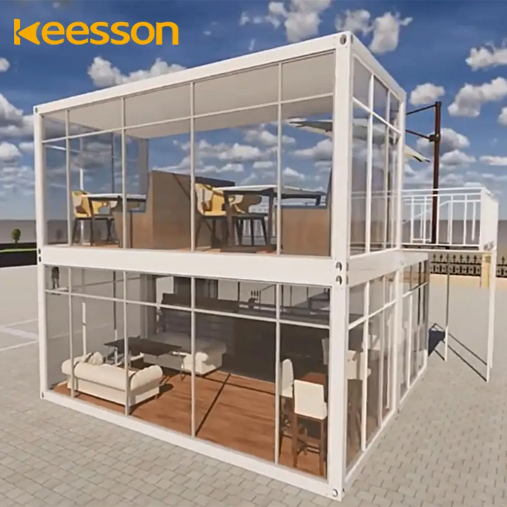 Keeson Flat Pack Container House Custom Prefabricated Homes Coffee Shop House Container