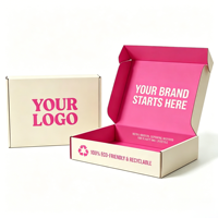 Boîtes d'expédition en carton ondulé rose avec logo personnalisé en relief, écologiques, résistantes à l'écrasement, recyclables, pour les cosmétiques de beauté
