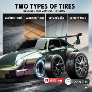 Mini voiture RC de course, modèle drift, échelle 1:24, 2.4G, kit d'éclairage complet, vitesse maximale 20 km/h, voiture radiocommandée pour intérieur - Product Image 5
