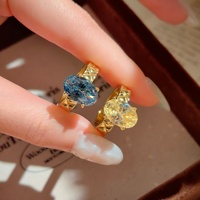 Bague en argent S925 motif losanges, ornée d'une perle œuf de pigeon jaune vif scintillante et d'une tourmaline bleue Paraba, sertie à quatre griffes, style vintage chic