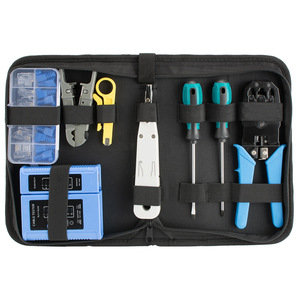 Kit d'outils réseau avec pince à sertir, connecteurs RJ45, testeur de câbles pour la réparation de réseaux domestiques, ensemble de 9 pièces en acier au carbone - Product Image 1