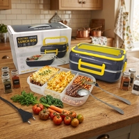 Boîte à lunch chauffante électrique portable, conteneur alimentaire multifonctionnel avec poignée et minuterie KL03009