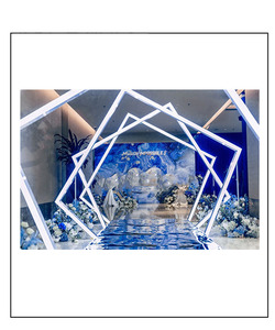 ซุ้มโค้ง LED ลายอุโมงค์แห่งกาลเวลา แบบเรืองแสงด้านเดียว ทำจากอะคริลิก พร้อมพื้นหลังลายเรขาคณิต ใช้เป็นป้ายบอกทาง ตกแต่งงานแต่งงาน - Product Image 6