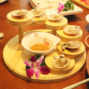 단계별 식기 일본식 사시미 스시 플레이트 바베큐 전골 레스토랑 나무 접시 스낵 랙