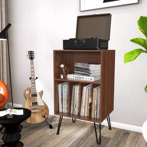Support de tourne-disque avec rangement de disques armoire de rangement en <span class=keywords><strong>vinyle</strong></span> avec pieds en métal - Product Image 4