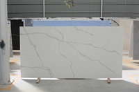 Carrelage de sol en quartz PXQZ190425-5 Planche à découper en quartz Calacatta Pierre de quartz artificielle blanche