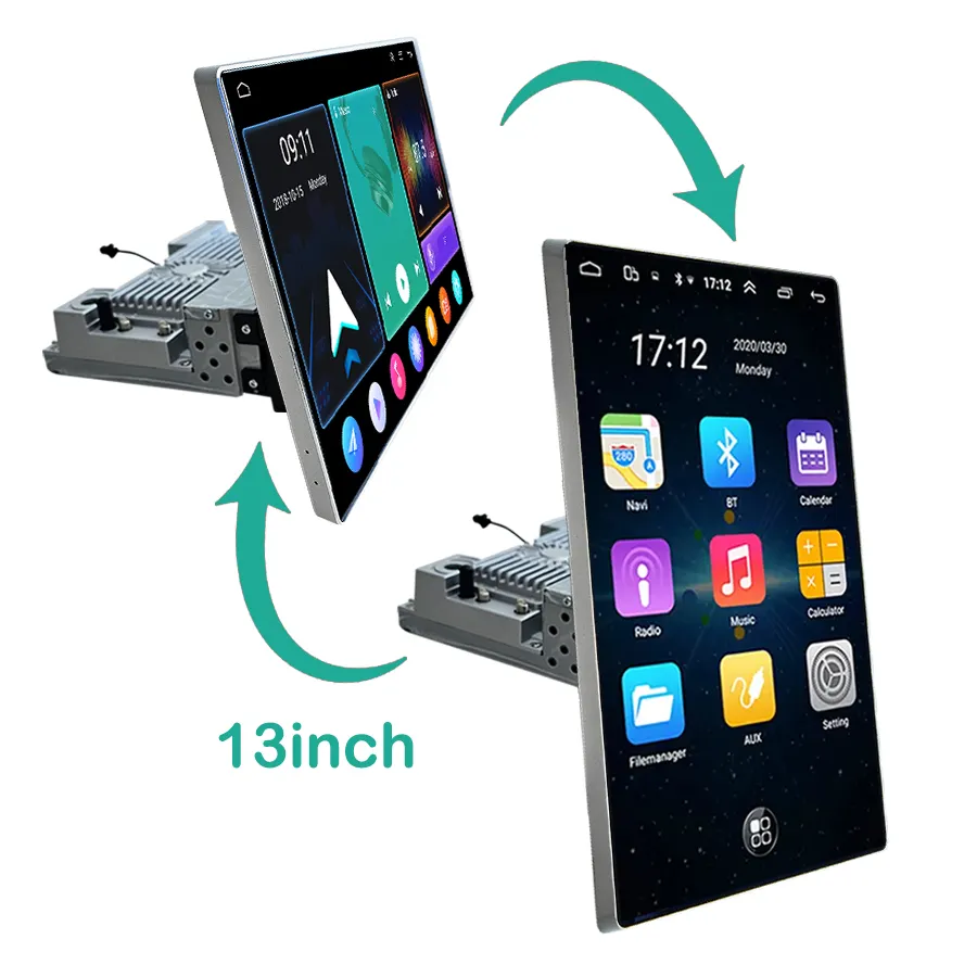 Pemutar Dvd mobil, layar sentuh Universal Gps Radio mobil Android Stereo 13 inci Video Carplay 1 Din layar rotasi sistem Audio mobil
