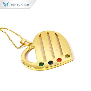 Collar con colgante en forma de corazón chapado en oro Tianyu, con piedras preciosas de colores, joyería de moda para mujer - Product Image 3