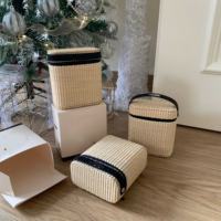 Nouvelle Trousse de Maquillage en Raphia Tressé avec Bordure en Cuir, Style Luxe Designer, Organisateur de Maquillage en Paille pour Femme, Idéale Voyage et Plage