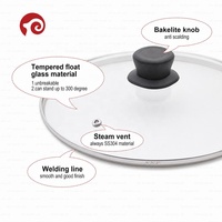 Couvercle en verre trempé avec bouton de commande différent, couvercle de pot en verre, couvercle de poêle en verre pour wok, couvercle de remplacement pour ustensiles de cuisson
