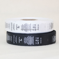Étiquettes tissées personnalisées écologiques à pliage central pour vêtements en satin, impression de logo thermocollant, couleur et taille personnalisées, bord cousu
