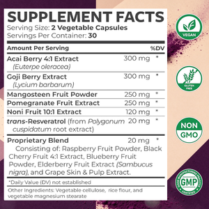 Suplemento Superantioxidante OEM/ODM de Venta Caliente para Adultos, Mezcla Herbal y Frutal con Acai, Goji, Cuidado de la Piel y Apoyo Inmunológico - Product Image 2