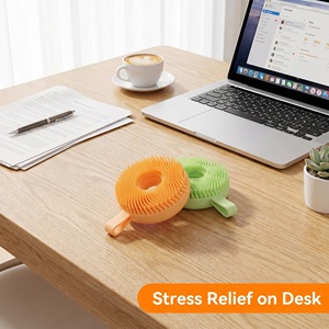 Brosse de massage en silicone Donut Hollow Ring avec poignée antidérapante, poils doux, exfoliante pour le corps, soulagement du stress, pour la douche - Product Image 2