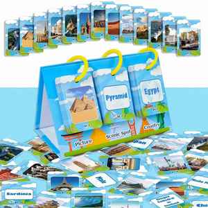Juego de Tarjetas Educativas para Niños sobre Países, Paisajes Famosos y Mapas con Diseño de Cartas Plegables - Product Image 4