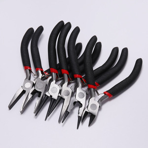 Jeu de pinces à bec effilé miniatures, outils de fabrication de bijoux à coupe diagonale incurvée pour le bricolage, couleur acier, plaqué fer - Product Image 1