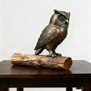 <span class=keywords><strong>Statue</strong></span> d'hibou en bronze antique avec yeux en pierres vertes, figurine en résine sur <span class=keywords><strong>socle</strong></span> en <span class=keywords><strong>bois</strong></span>, ornement décoratif vintage <span class=keywords><strong>pour</strong></span> la maison ou le bureau - Product Image 5