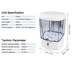 Dispenser automatico di <span class=keywords><strong>sapone</strong></span> in plastica Abs <span class=keywords><strong>per</strong></span> montaggio a parete <span class=keywords><strong>per</strong></span> portasapone <span class=keywords><strong>liquido</strong></span> <span class=keywords><strong>per</strong></span> Hotel da <span class=keywords><strong>bagno</strong></span> - Product Image 3