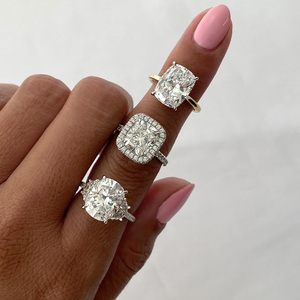 Tùy Chỉnh Nhẫn Đồ Trang Sức Mỹ Engagement 3 Carat Ngọc Lục Bảo Cắt Rạng Rạng Cắt Moissanite Vòng Bijoux En ARGENT 925 Pur - Product Image 2