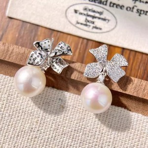 22646 S925 Accesorios de Plata para DIY con Perlas, Bandeja Vacía con Forma de Lazo para Perlas Redondas de 9-13 mm, para Pendientes de Moda - Product Image 2