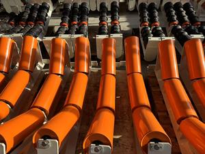 Tàu sân bay máng <span class=keywords><strong>idler</strong></span> mang Con lăn băng tải tác động đệm idlers cho vật liệu chuyển tiếp ngoài trời - Product Image 3