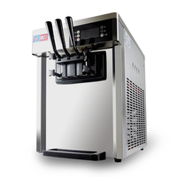 Machine à glace et à snacks de table, machine à crème glacée molle, yaourt et fruits 2+1 mélangés, haute productivité, en acier inoxydable de qualité alimentaire