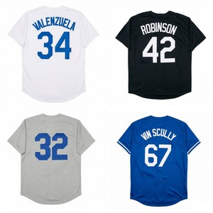 Maillots de baseball cousus pour hommes Fernando Valenzuela Jackie Robinson Sandy Koufax VIN SCULLY Wills Kirk Gibson S-3XL - Product Image 1