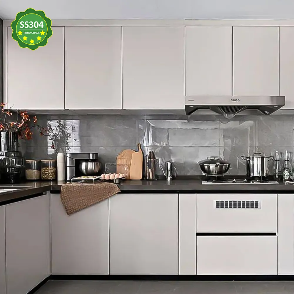 Stainless steel wall l shape handle kitchen cabinets