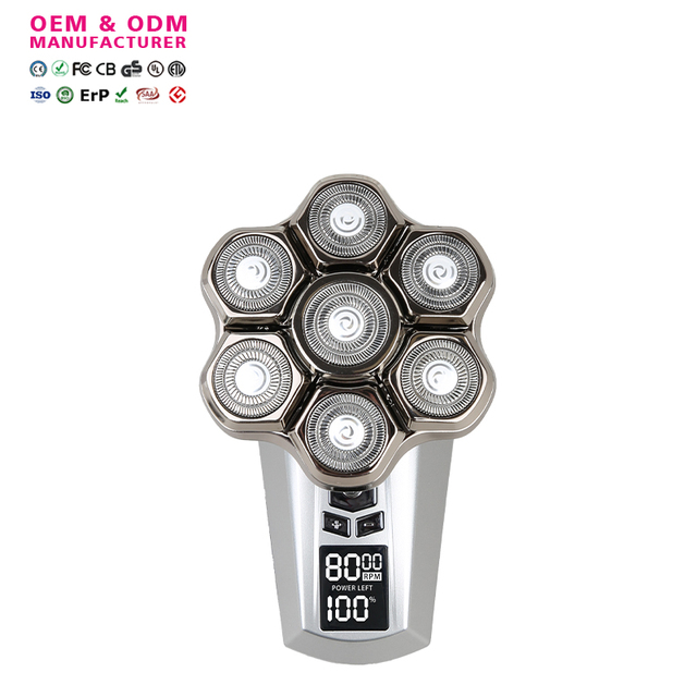 Wholesale 7D Electric Men's Bald Shaver Waterproof Anti-Pinch LED Display USB Rechargeable Household Body Use RV Hotel