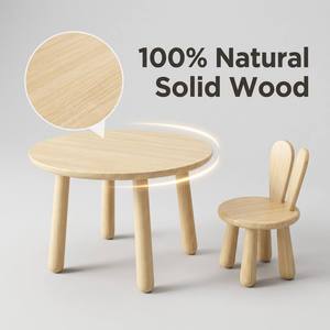 Mesa y Silla Plegables de Madera de Pino de Alta Calidad para Niños, Diseño Moderno y Ecológico para Sala de Estar y Cocina - Product Image 2