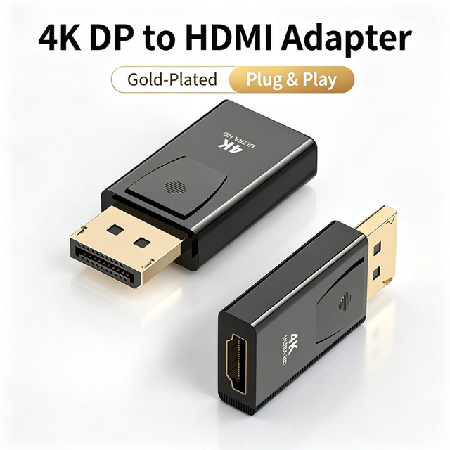4k Dp to HD MI Adapter Male to Female Gold-Plated Display Port Converter with Audio for Pc Laptop Monitor TV Projector