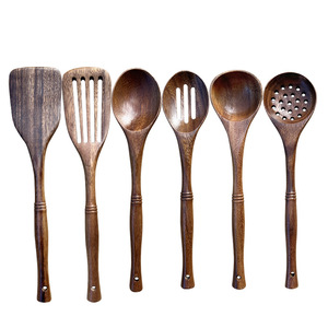 Sunshine Hemu Wooden Kitchen Utensil Set 5 Pieces Heat Resistant Spatula Spoon Cooking Tool Set - Product Image 5