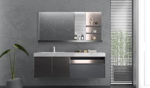 Mueble <span class=keywords><strong>de</strong></span> <span class=keywords><strong>Baño</strong></span> Independiente Laminado Gris, Mueble <span class=keywords><strong>de</strong></span> <span class=keywords><strong>Baño</strong></span> Personalizado OEM, Lavabo Individual con Encimera <span class=keywords><strong>para</strong></span> el Hogar - Product Image 4