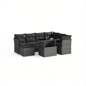 Ensemble de canapés de jardin en rotin PE gris foncé 6 places, mobilier d'extérieur au design contemporain avec structure en acier - Product Image 1