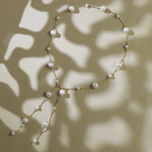 Pearl Necklace And <b>Bracelet</b> <b>Set</b> Imitation Pearl Tassel Design For Women Party Jewelry Fashion Accessories - Product Image 3