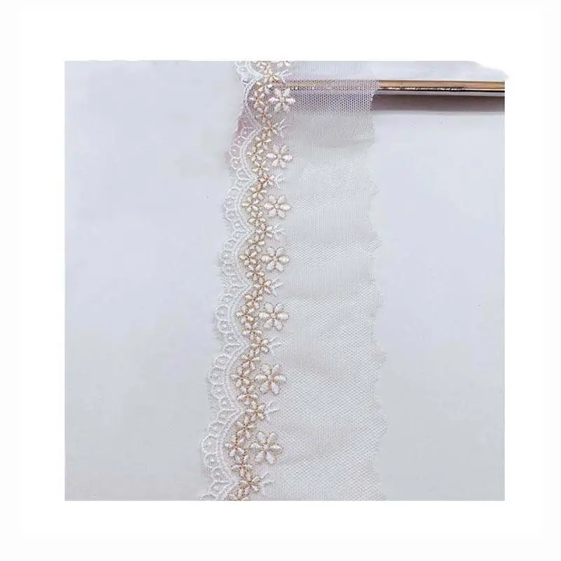 Accessori per vestiti fai da te materiale per cucire filo d'oro ricamo maglia fiore tessili per la casa abito artigianale bordo tessuto rifiniture in pizzo