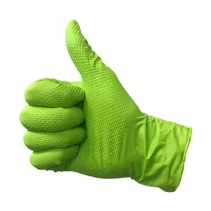 化学抵抗纹理绿色一次性乳胶手套黑色钻石质地