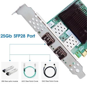 การ์ดเชื่อมต่อเครือข่าย 25GbE NIC พร้อมชิปเซ็ต Mellanox ConnectX-4, พอร์ต Dual-SFP28, อะแดปเตอร์อีเธอร์เน็ต PCI 3.0 X8 25GbE NIC - Product Image 4