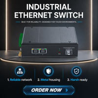 Switch Gigabit Industrial No Administrado IP40 con 2 Puertos RJ45 y 1 Puerto de Fibra SFP para Automatización Industrial Ethernet