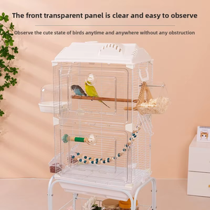 Jaula Grande Transparente de Metal para Loros con Carro de Almacenamiento con Ruedas y Accesorios Completos para Tiendas de Mascotas y Venta al por Mayor - Product Image 5